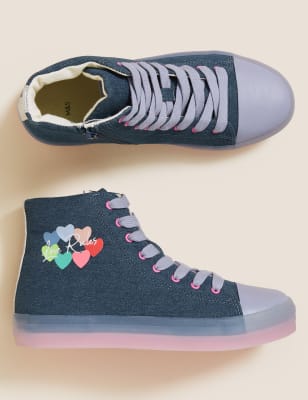 M&S Girls Kids' Denim Freshfeet  High Tops (13 Small