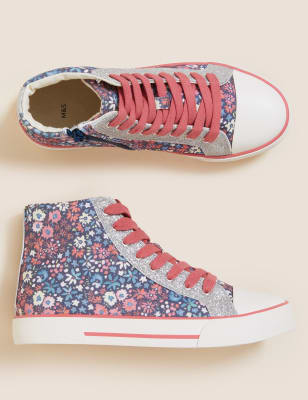 

Girls M&S Collection Kids' Floral Glitter High Tops (13 Small - 6 Large) - Navy Mix, Navy Mix