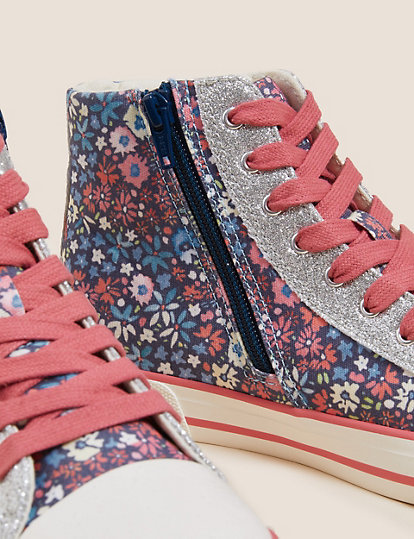 Kids' Floral Glitter High Tops (13 Small - 6 Large)