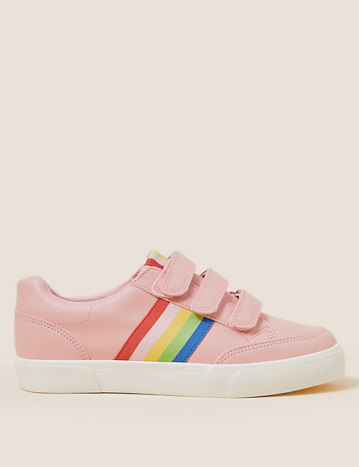 Marks And Spencer Girls M&S Collection Kids' Rainbow Freshfeet Riptape Trainers (13 Small - 6 Large) - Pink, Pink