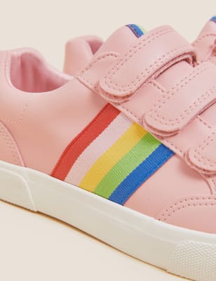 M&S Girls Kids' Rainbow Freshfeet  Riptape Trainers (13 Small