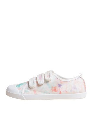 

M&S Collection Kinderturnschuhe mit Freshfeet™, Klettverschluss und Batikmuster (32-39,5) - White Mix, White Mix