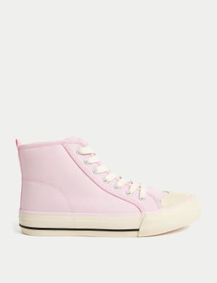 

Girls M&S Collection Kids' Canvas Freshfeet™ High Tops (13 Small - 6 Large) - Pink, Pink