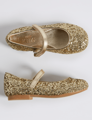 Childrens gold top sparkly shoes