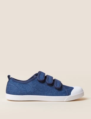 

Unisex,Boys,Girls M&S Collection Kids' Freshfeet™ Denim Riptape Trainers (13 Small - 7 Large), Denim