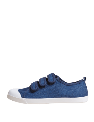 

M&S Collection Zapatillas de deporte infantiles denim Freshfeet™ con velcro (13 pequeño-7 grande), Denim