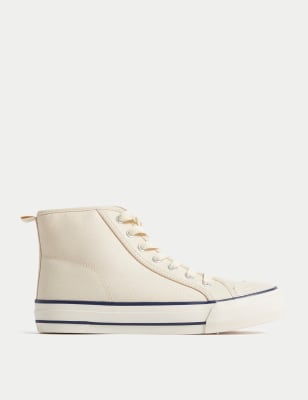 

M&S Collection Hohe Canvas-Kinderturnschuhe mit Freshfeet™ (32-40,5) - Cream, Cream