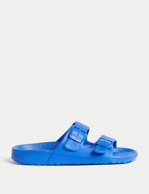 M&S Kids Slip-On Buckle Sandals (1 Large-7 Large) - 2 L - Blue, Blue,Black
