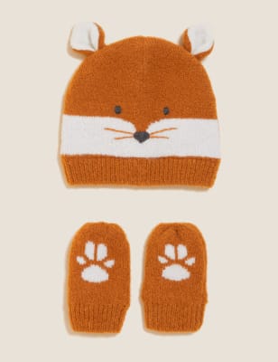 

Unisex,Boys,Girls M&S Collection Kids' Animal Hat and Mitten Set (0-6 Yrs) - Brown, Brown