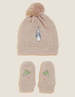 

Unisex,Boys,Girls M&S Collection Kids' Peter Rabbit™ Hat and Mitten Set (0-12 Mths) - Biscuit, Biscuit