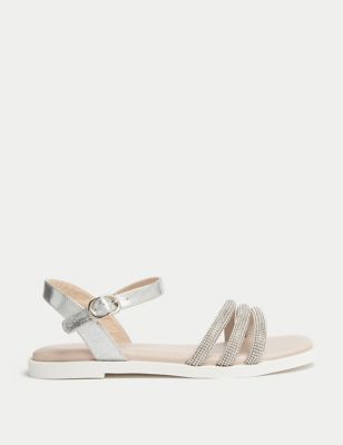 M&S Girls Sandals (1 - 6 Large) - 2 L - Silver Mix, Silver Mix,Pink Mix