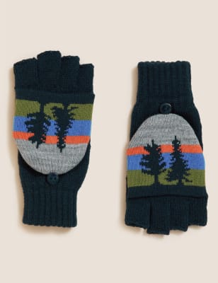 

Klappenhandschuhe mit Baummuster für Kinder (3-13 Jahre) - Navy Mix, Navy Mix