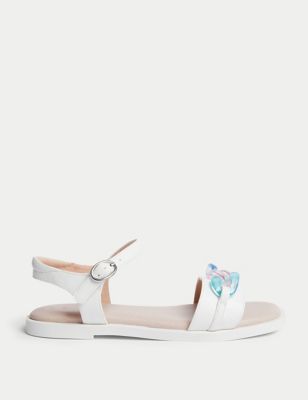 M&S Girl's Kid's Chain Strap Sandals (1 Large - 6 Large) - White Mix, White Mix