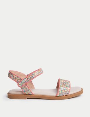 M&S Girl's Kid's Glitter Sandals (3 Large - 6 Large) - 4 L - Coral Mix, Coral Mix