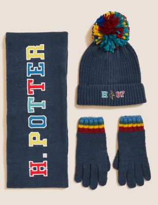 

Unisex,Boys,Girls M&S Collection Harry Potter™ Rainbow Hat and Gloves Set (1-13 Yrs) - Navy, Navy