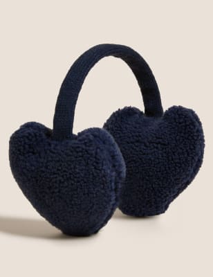 

Girls M&S Collection Kids' Borg Novelty Heart Earmuffs - Indigo, Indigo