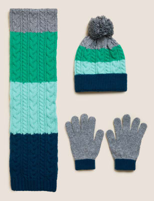 

Boys M&S Collection Kids' Colour Block Hat, Scarf and Glove Set (0-13 Yrs) - Multi, Multi
