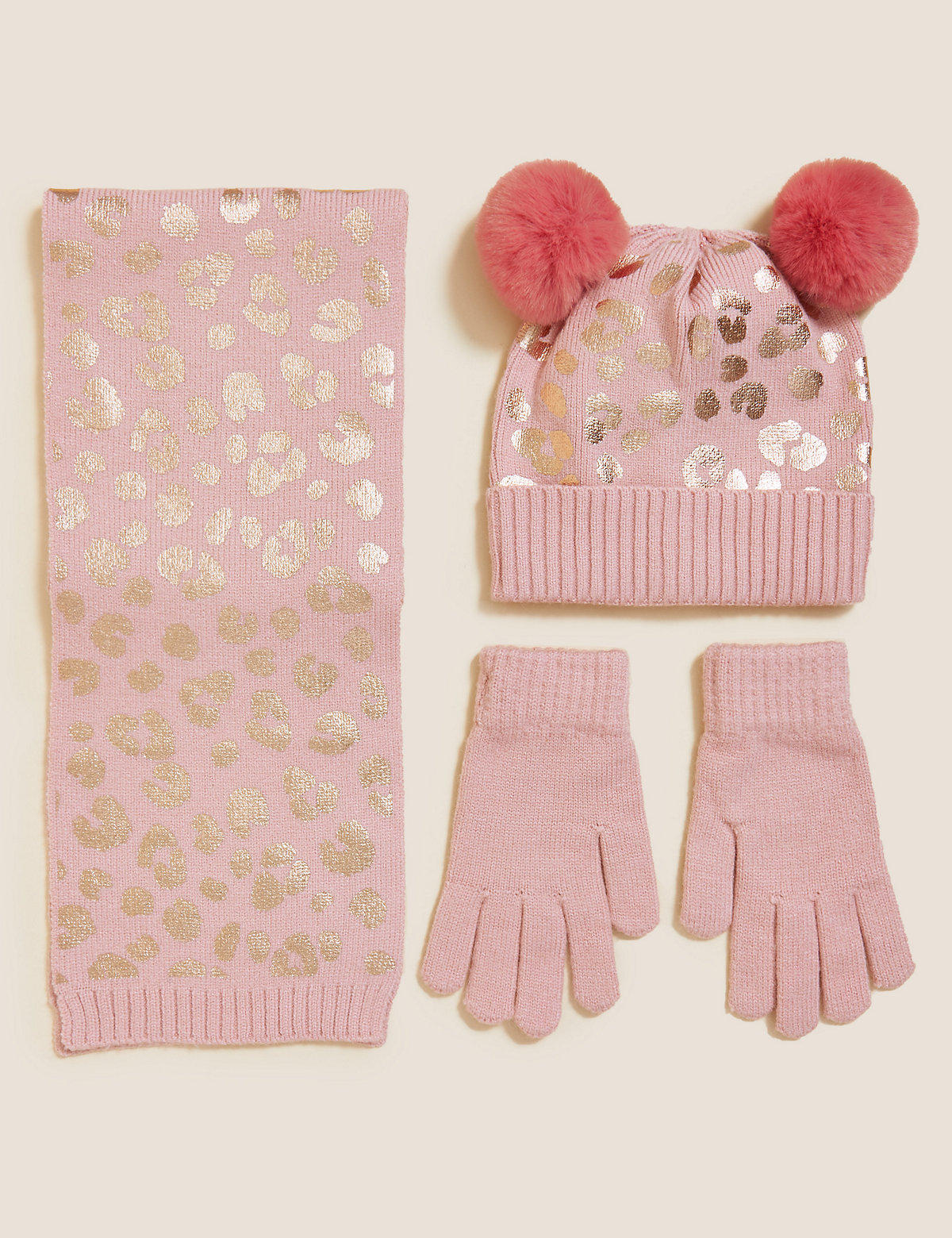 Kids' Leopard Hat, Scarf and Mittens/Glove Set (12 Mths - 13 Yrs)
