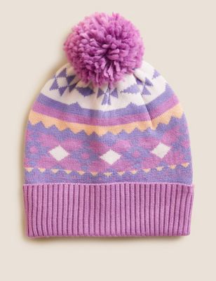 

Girls M&S Collection Kids' Fair Isle Winter Hat (0-13 Yrs) - Purple, Purple