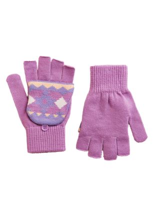 

Girls M&S Collection Kids' Fair Isle Flip Top Gloves (0-13 Yrs) - Purple, Purple