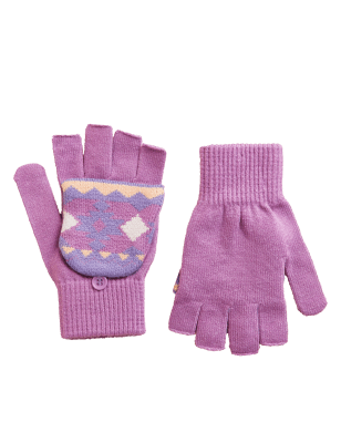 

Girls M&S Collection Kids' Fair Isle Flip Top Gloves (0-13 Yrs) - Purple, Purple