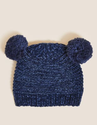 

Unisex,Boys,Girls M&S Collection Kids' Cotton Pom Pom Winter Hat (0-6 Yrs) - Indigo, Indigo