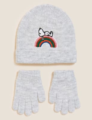 

M&S Collection Conjunto infantil de gorro y guantes de Snoopy™ (0-13 años) - Dark Grey, Dark Grey