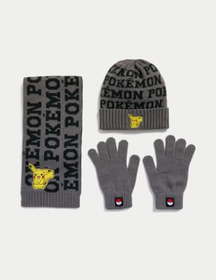 Ensemble bonnet, écharpe et gants enfants à motif Pokémon™ (du 6 au 13 ans)