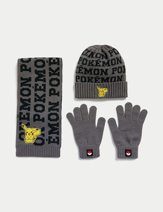 Ensemble bonnet, écharpe et gants enfants à motif Pokémon™ (du 6 au 13&nbsp;ans)