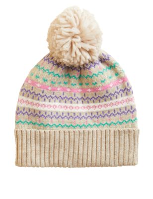 

Girls M&S Collection Kids' Fair Isle Winter Hat (1-13 Yrs) - Oatmeal, Oatmeal