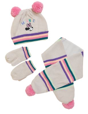 Girls M&S Collection Kids' Hat, Scarf and Mitten Set (0-13 Yrs) - Beige
