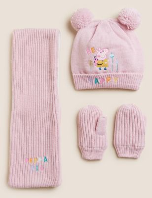 Ensemble bonnet, écharpe et moufles enfants à motif Peppa Pig™ (jusqu’au 13&nbsp;ans) - CH