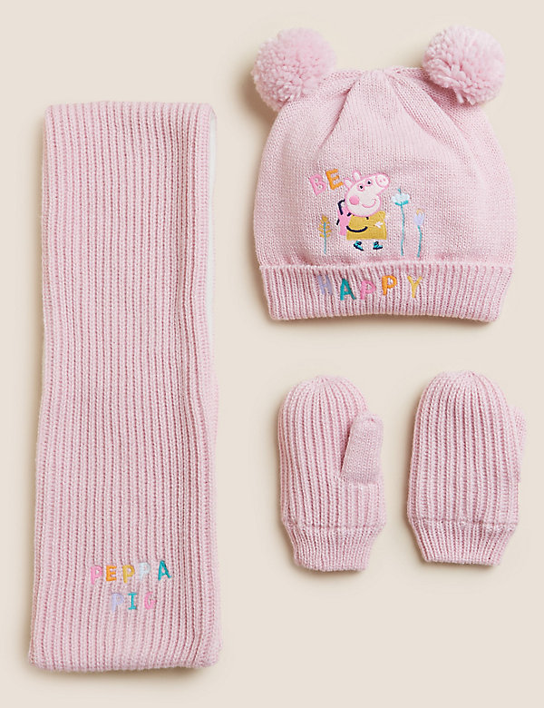 Scarf and Mitten Set Marks & Spencer Girls Accessories Gloves Kids Peppa Pig™ Hat 1-6 Yrs 