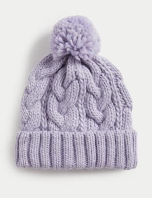 

Unisex,Boys,Girls M&S Collection Kids' Pom Pom Winter Hat (1-13 Yrs) - Lilac, Lilac