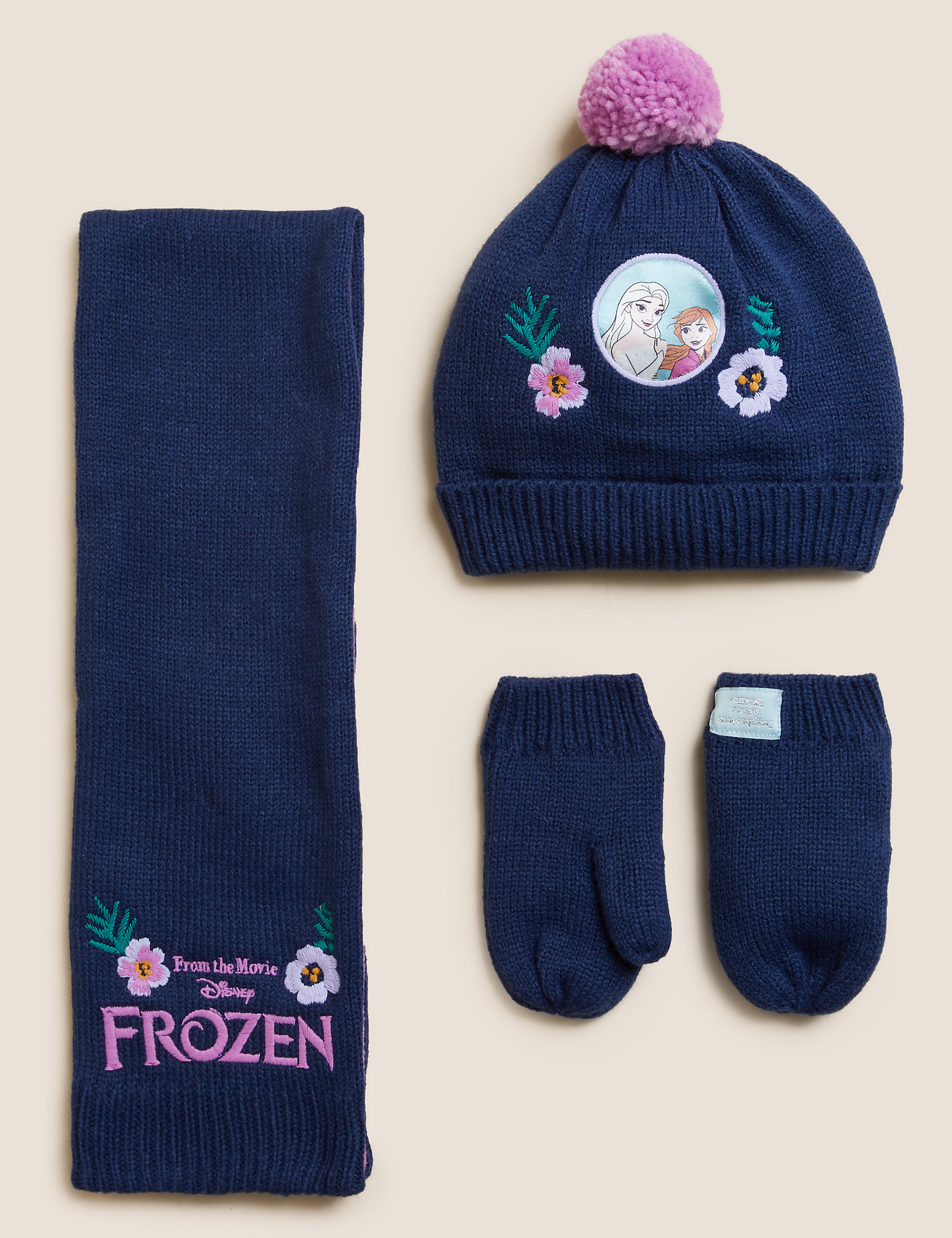 Set aus Mütze, Schal und Fäustlingen mit Frozen™-Motiv für Kinder (0–13 Jahre)