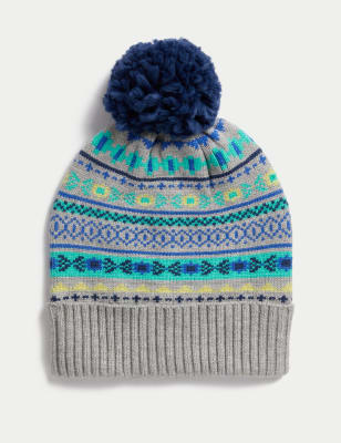 

Boys M&S Collection Kids' Fair Isle Winter Hat (1-13 Yrs) - Grey Marl, Grey Marl