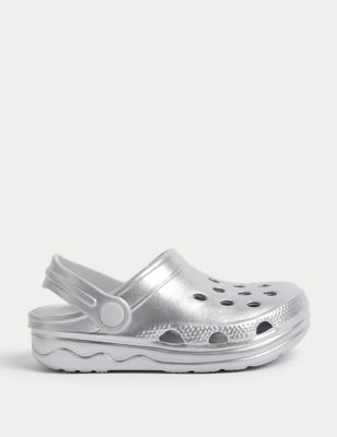 M&S Kids Clogs (4 Small - 2 Large) - 1 LSTD - Silver, Silver,Pale Pink,Yellow