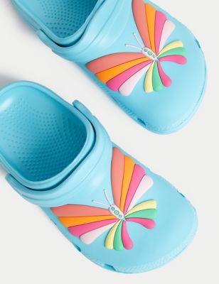 M&S Kid's Butterfly Clogs (4 Small - 2 Large) - 2 LSTD - Blue Mix, Blue Mix