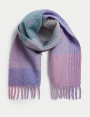 

Girls M&S Collection Kids' Checked Scarf - Purple, Purple