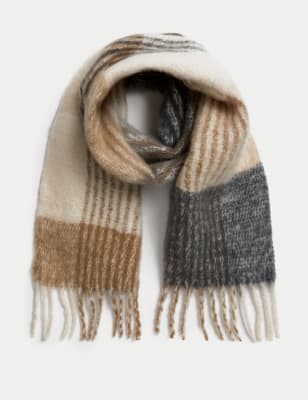 

Girls M&S Collection Kids' Checked Scarf - Natural Mix, Natural Mix