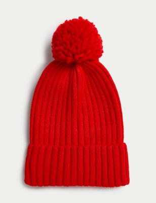 

Unisex,Boys,Girls M&S Collection Kids' Knitted Pom Hat (1-13 Yrs) - Red, Red