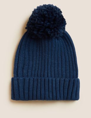 

Unisex,Boys,Girls M&S Collection Kids' Knitted Pom Hat (1-13 Yrs) - Indigo, Indigo
