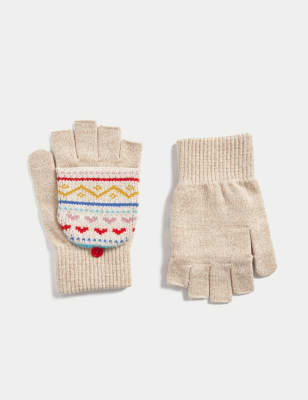 

Girls M&S Collection Kids' Fair Isle Flip Top Gloves (3-13 Yrs) - Oatmeal, Oatmeal