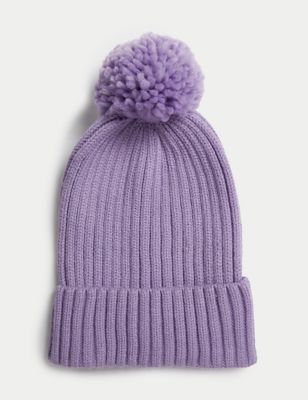 

Unisex,Boys,Girls M&S Collection Kids' Knitted Pom Hat (1-13 Yrs) - Purple, Purple