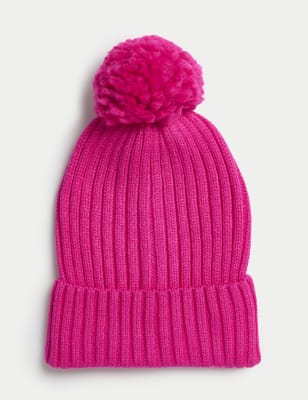 

Unisex,Boys,Girls M&S Collection Kids' Knitted Pom Hat (1-13 Yrs) - Hot Pink, Hot Pink