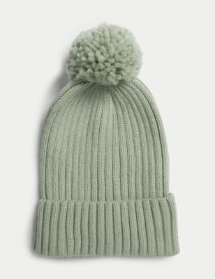 

M&S Collection Gorro infantil de punto con pompón (1-13 años) - Light Green, Light Green