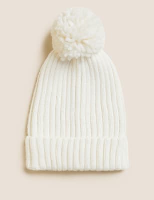 

Unisex,Boys,Girls M&S Collection Kids' Knitted Pom Hat (1-13 Yrs) - Light Cream, Light Cream