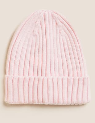 

Unisex,Boys,Girls M&S Collection Kids' Ribbed Winter Hat (1-13 Yrs) - Pink, Pink