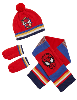 

Boys M&S Collection Kids' Spider-Man™ Hat, Scarf and Mitten Set (0-13 Yrs) - Red, Red