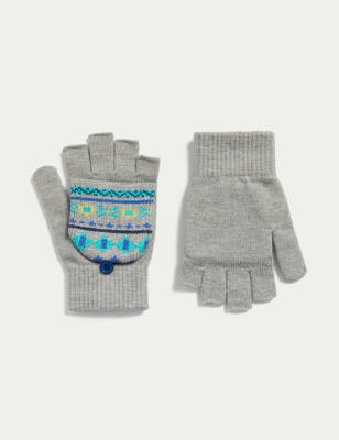 

Boys M&S Collection Kids' Fair Isle Flip-Top Gloves (3-13 Yrs) - Grey Marl, Grey Marl